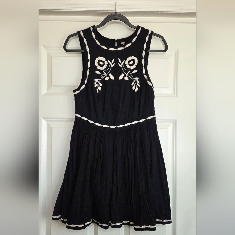 Free People Black & White Birds of a Feather Cotton  Sundress - Size 6 - Picture 2 of 9